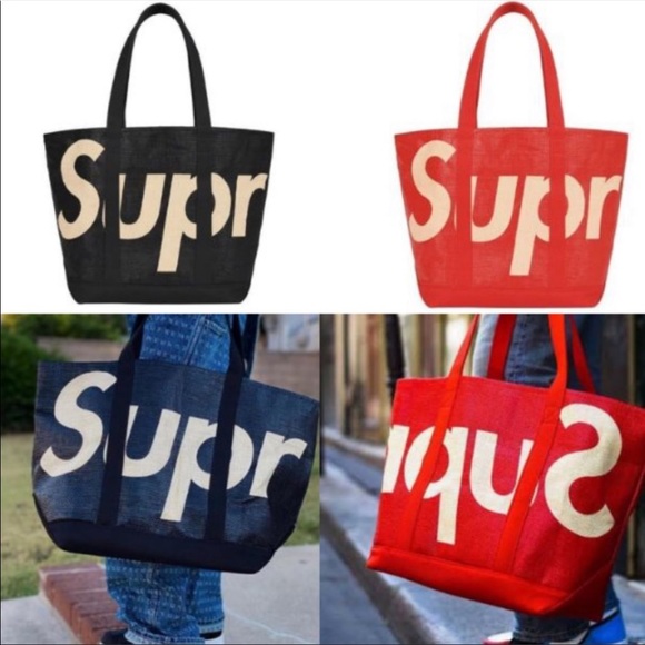 100% AUTHENTIC NEW W/TAGS SUPREME RAFFIA LOGO TOTE ICONIC RED/WHITE - DEAD STOCK - Picture 7 of 7